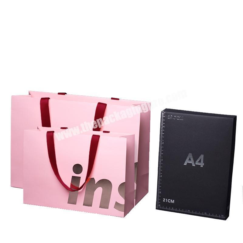 Wholesale custom bag eco friend pink color private label makeup shopping bag marble wedding gift paper bag
