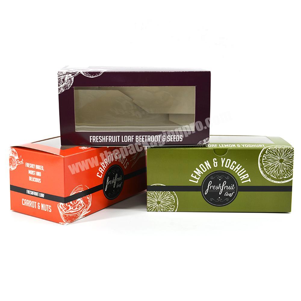 OEM Paper Ivory White Paperboard Bakery packaging boxes Food Loaf Cake Box with PVC Window