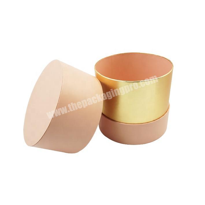 Luxury Round Cardboard Packaging Candle Flower Gift Cylinder Box Eco-friendly Custom Logo All Pink with Lid