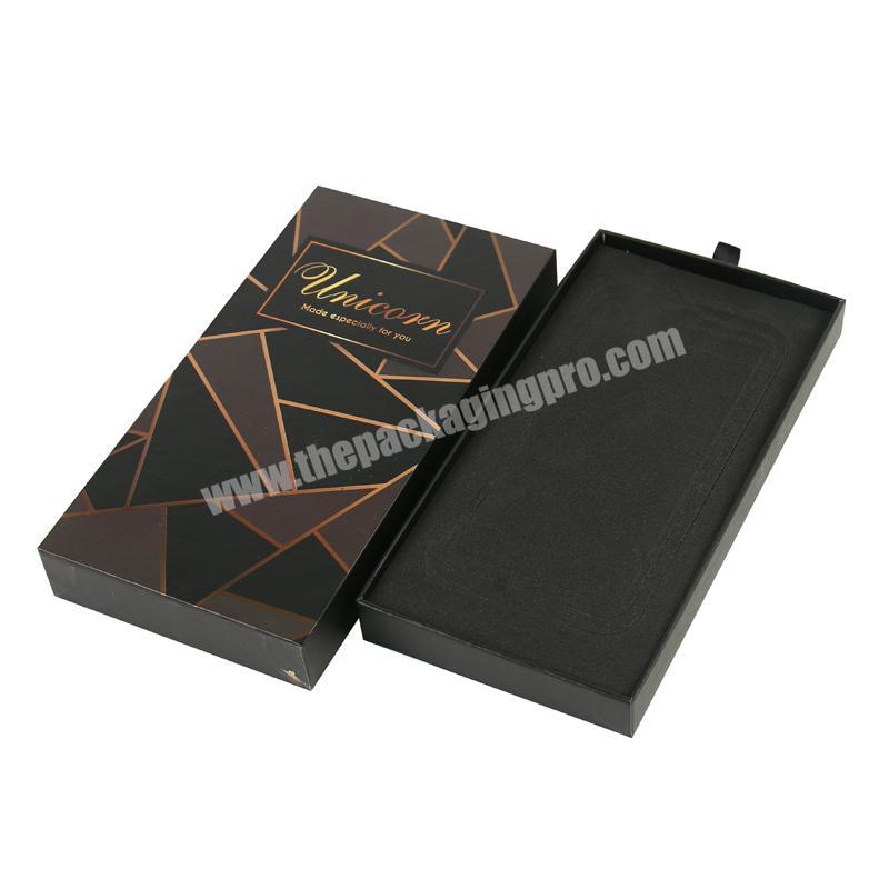 Custom Foiled Logo Empty Universal Cardboard Cell Phone Case Box Rigid Drawer Box for Phone Case Packaging
