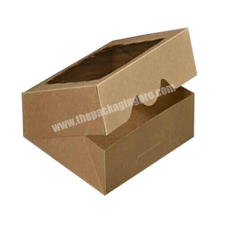 Kraft Paper Cupcake Bakery Food Box Wholesale Brown Food Grade Paper Customized Cookie Box with Window