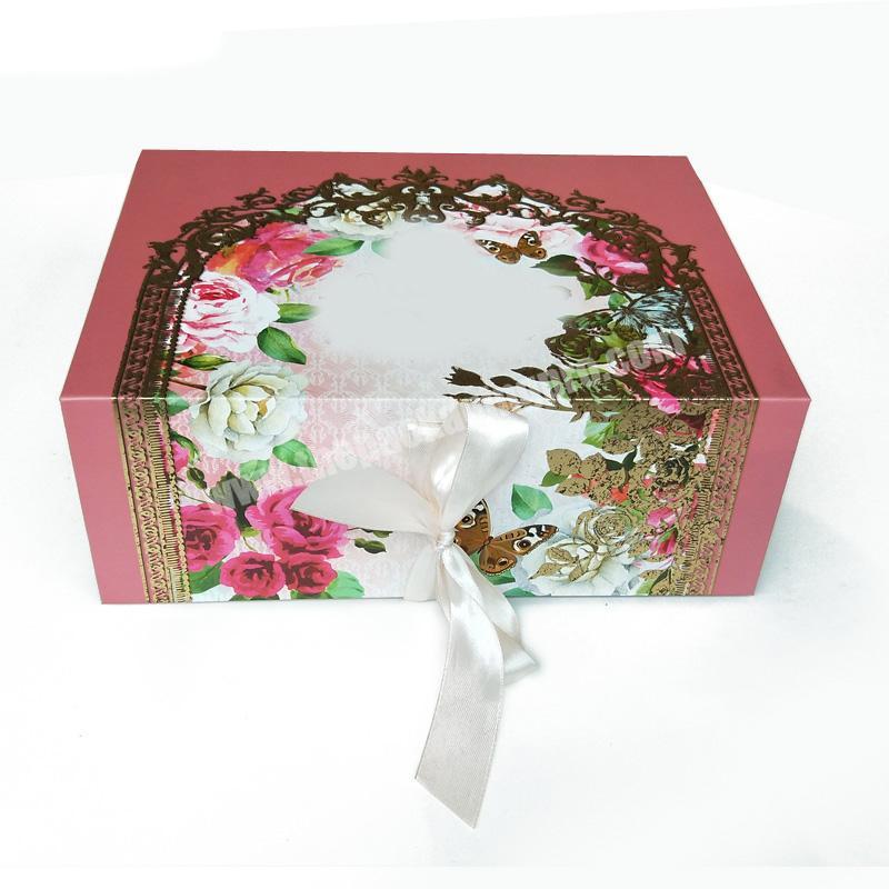 Private Brand Packaging Box Color Magnetic Paper Magnetic Gift Box Ribbon