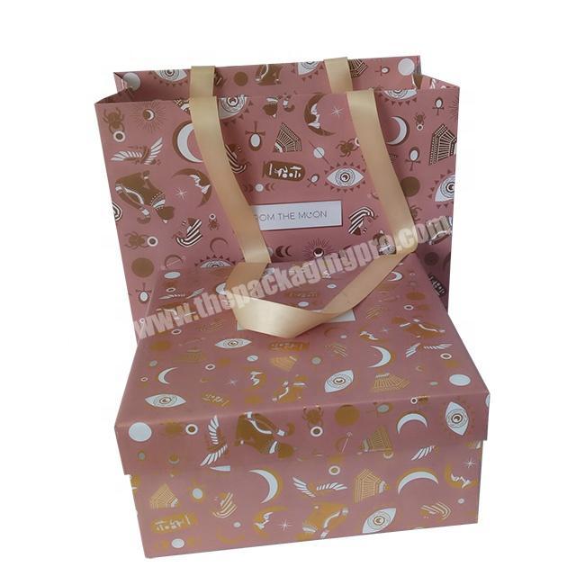 Pink Paper Cardboard Gift Box Stuffing Rose Gold With Lid For Gifts