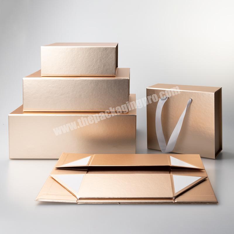oem Printed cardboard folding paper carton packaging clothing shipping luxury custom magnetic foldable gift box with ribbon