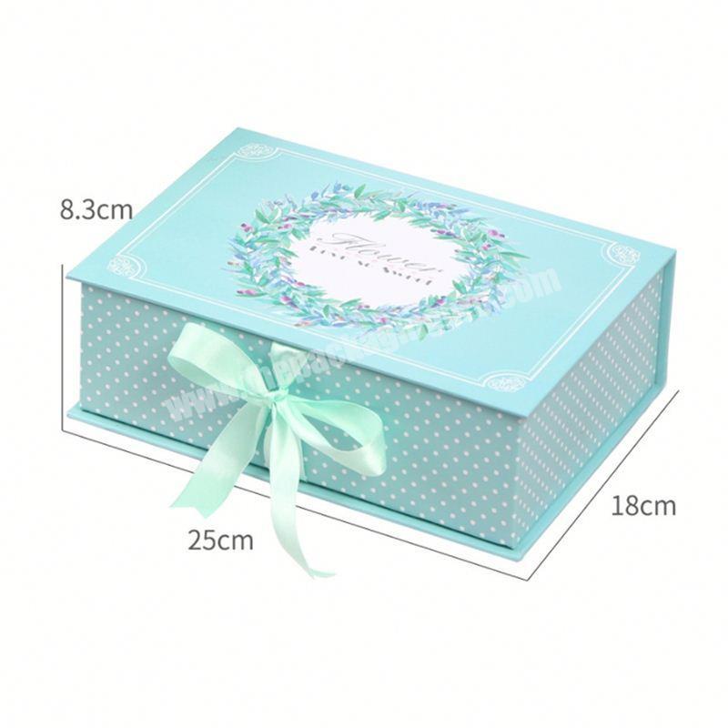 hot sale luxury customized  book shaped gift boxes mint green baskets exploding gift box silk pillowcase with gift box