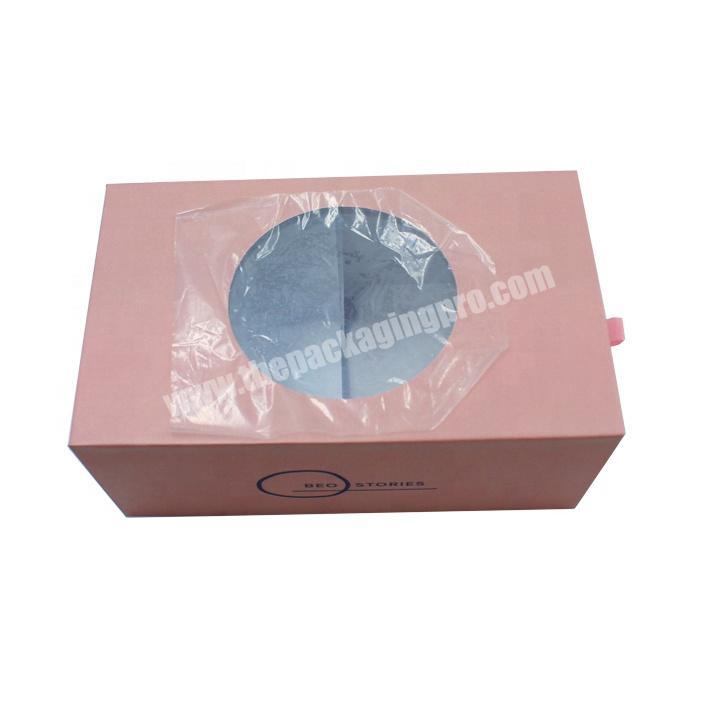Silver Dapple Pink Wholesale Custom Logo Premium Luxury Cardboard Paper Gift Wig Hair Extension Drawer Box with PVC Window