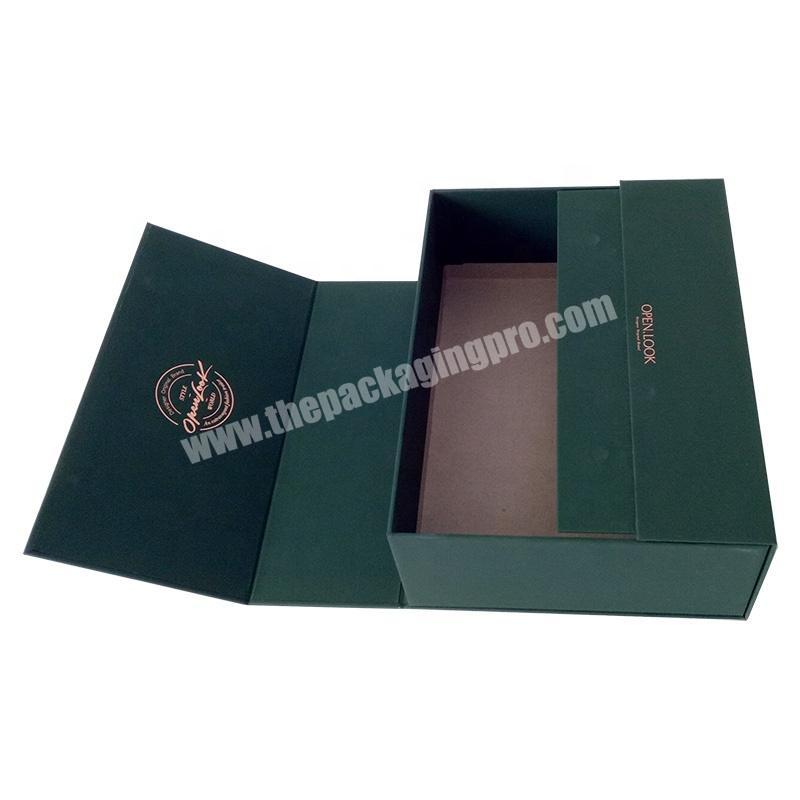 Luxury Cardboard Paper Box Set Gifts Greenn Paper Bags And Boxes With Stamp Foil Logo
