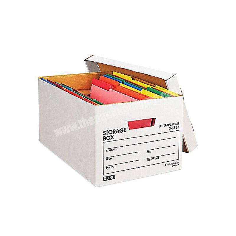 Foldable Corrugated Banker Carton Archive Box Cardboard Paper Storage Box With Lid