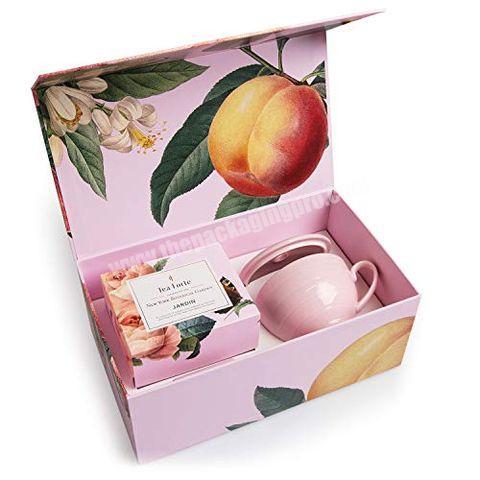 Luxury Custom Full Color Printed Ribbon Closure Folding Box Pink Gift Box Packaging