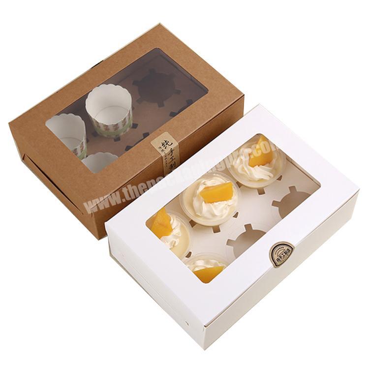 Oem Odm Kraft Paper Packaging Luxury Dessert Gift Box Transparent Cupcake Packing Box with Clear Window