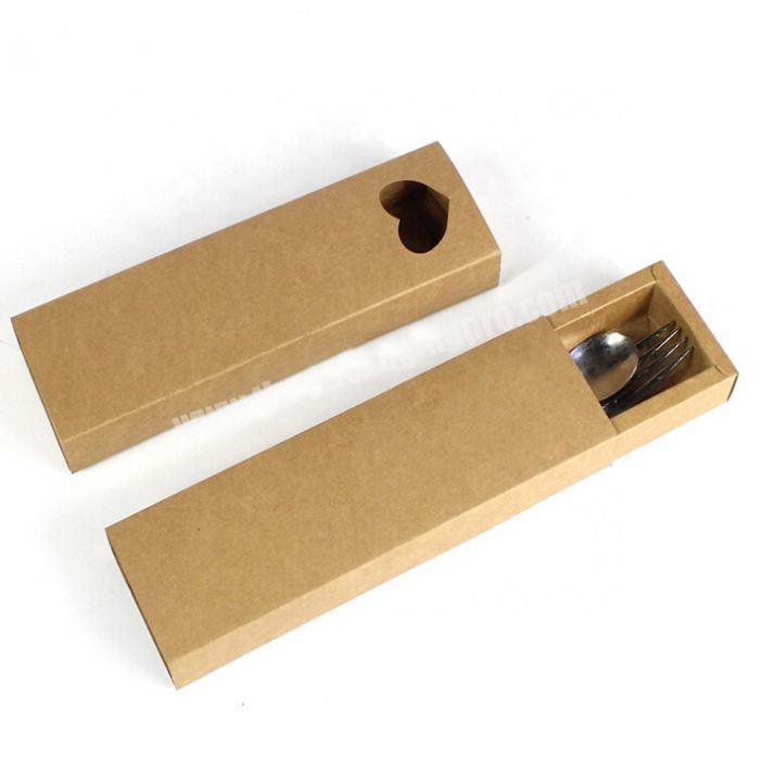 Brown kraft paper box sliding drawer box for cutlery packing