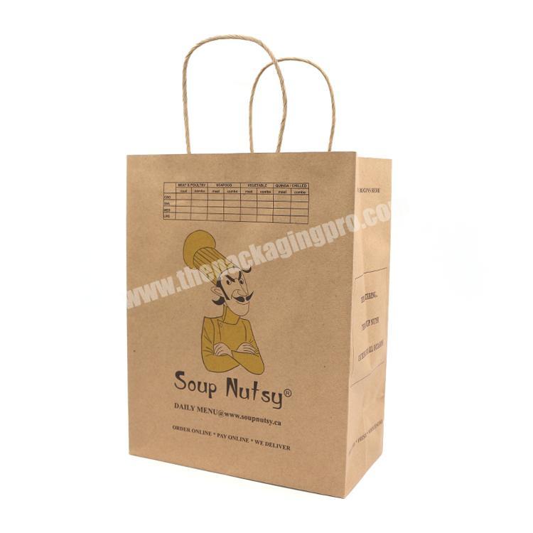wholesale recycle 100gsm 150gsm thickness brown kraft paper bag with handle