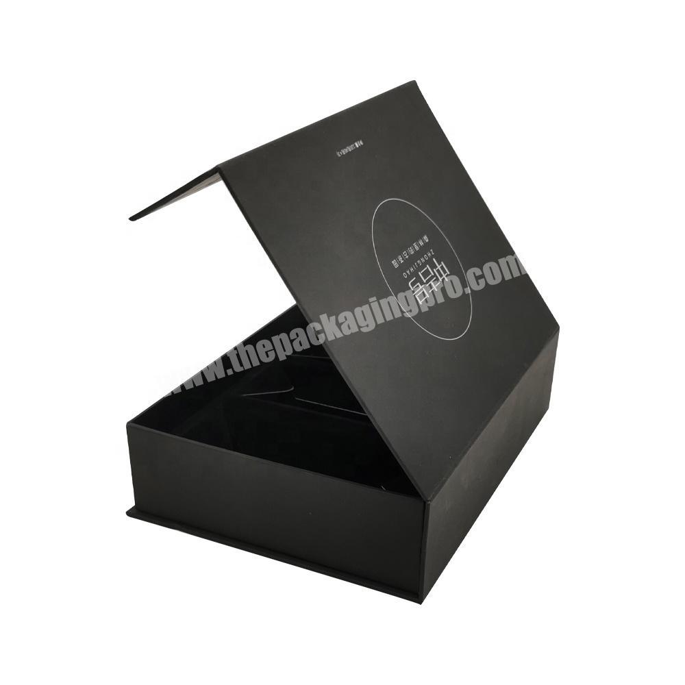 Luxury Black Kraft Satin Magnetic Magnet Closure Paper Tea Gift Box OEM wholesale