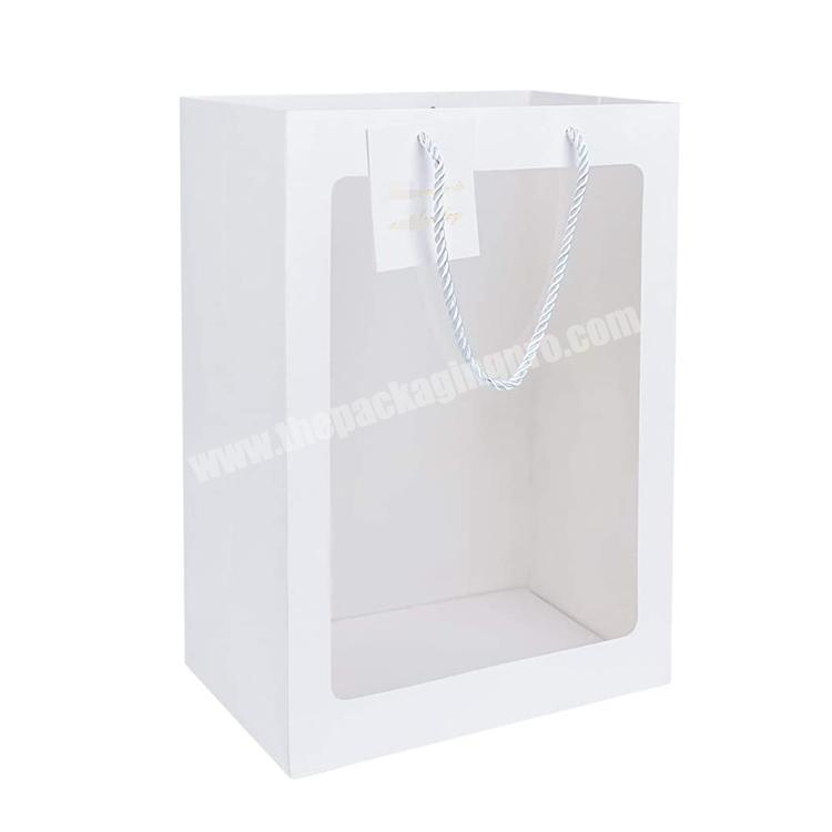 White Gift Bags,  Kraft Paper Gift Bags with Handles and Clear Window