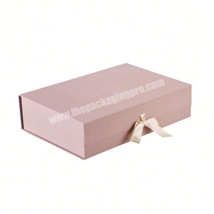 Packaging Folding Magnet Unique Pink Boxes With Ribbon