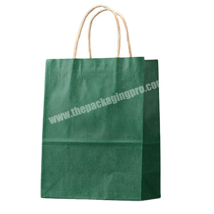 wholesale Carrier Out Tote Kraft Dark Green Stand Up Paper Bag Repeated use