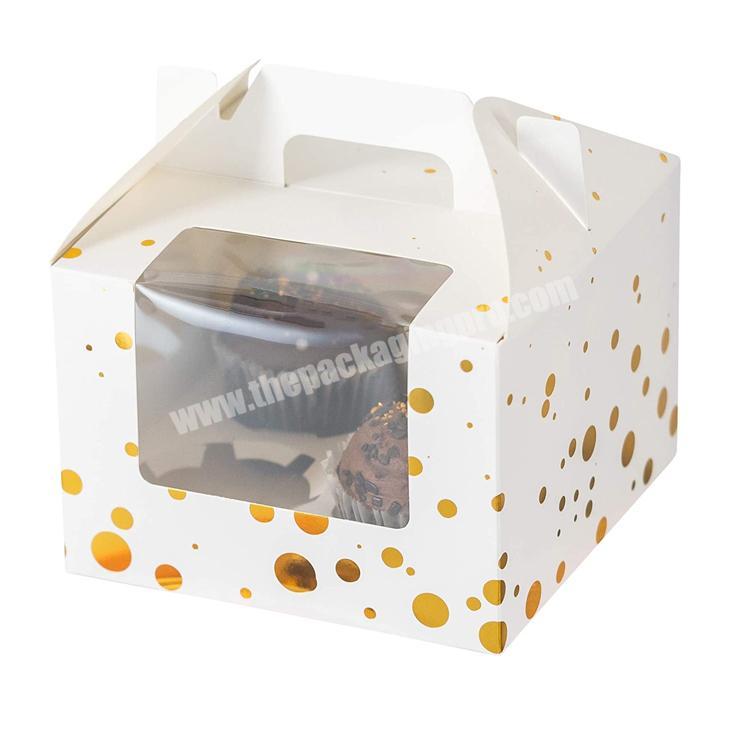 wholesale Food grade foldable cup cake box for 4 cupcake with high quality