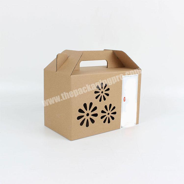 Wholesale high quality Logo Print Coloured Fruit Gift Carton Corrugated Box With Handle