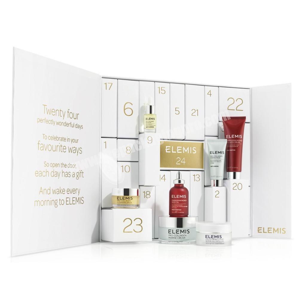 Luxury Custom Rigid Cardboard Beauty Makeup Packaging Advent Calendar Gift Boxes for Christmas
