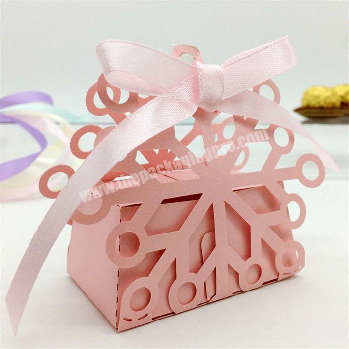 Elegant Laser Cut Wedding Favor candy box ribbon closure