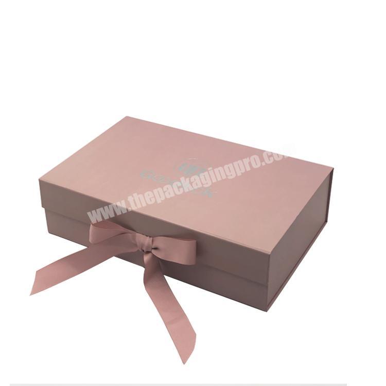 Luxury Foldable Paper Packaging Magnetic Closure Gift Box Ribbon