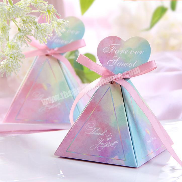 Wholesale Cardboard Hard Paper Pyramid Shape Special Wedding Sweet, Favor Candy Gift Box