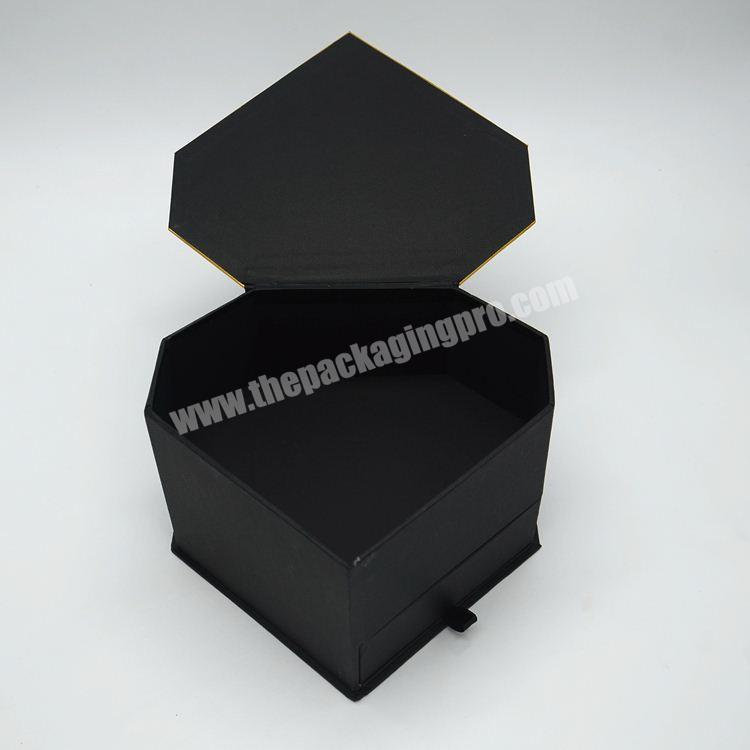 Custom Heart Shape Luxury Black Cardboard Drawer Multi-storey Package Box