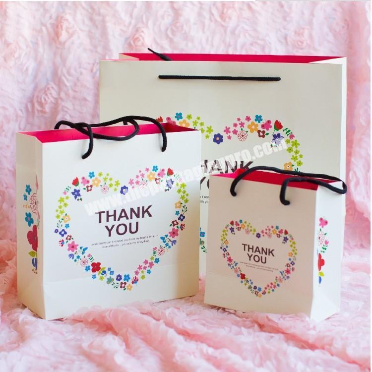 Hot sale garland heart shape thank you bag bake candy cookies gift packaging wedding paper shopping bag