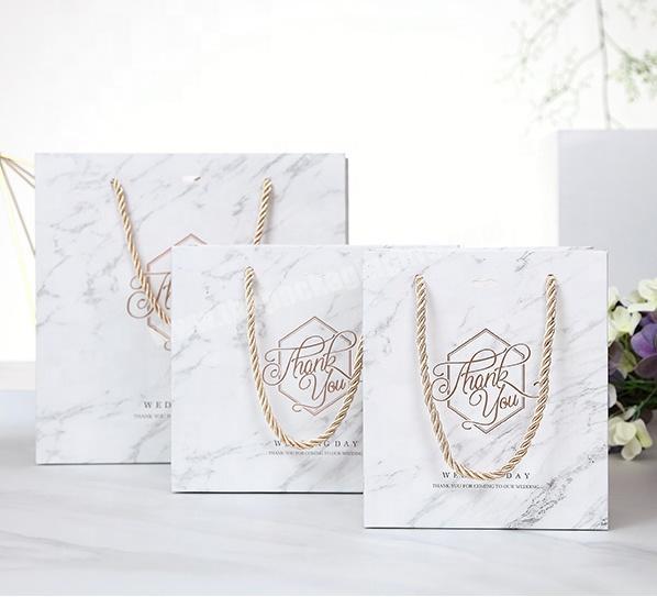Custom logo printed high quality marble paper bag for cosmetic