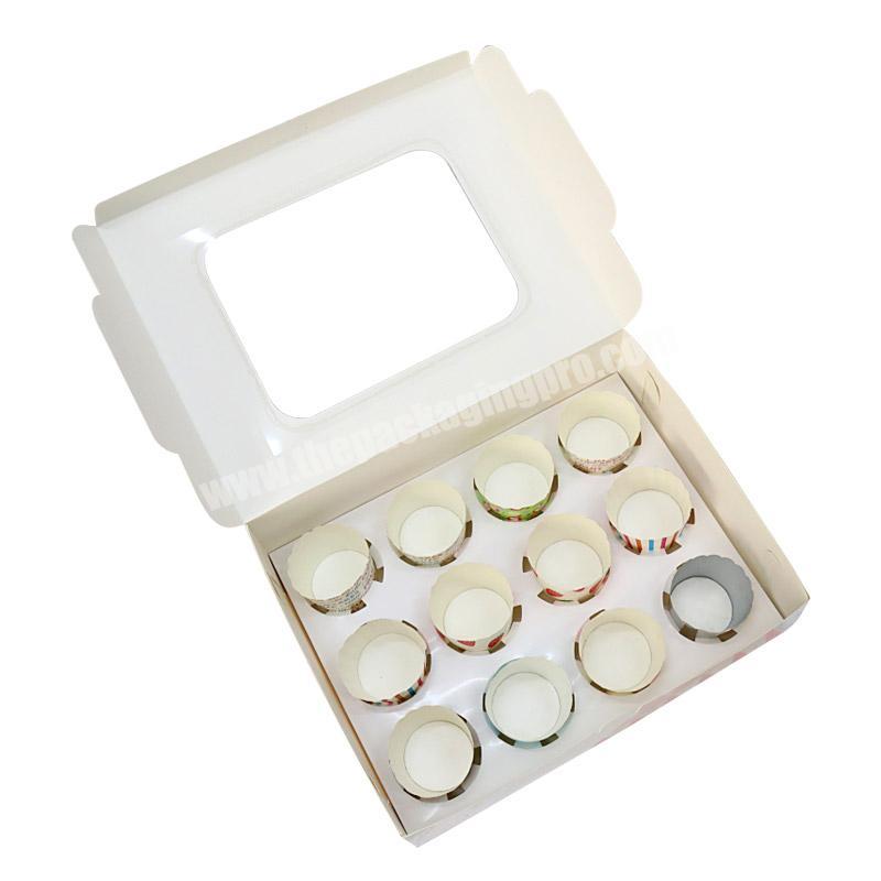 Free Sample Offered 4, 6, 12 Hole Plain White Cardboard Cupcake Box with PVC Clear Window
