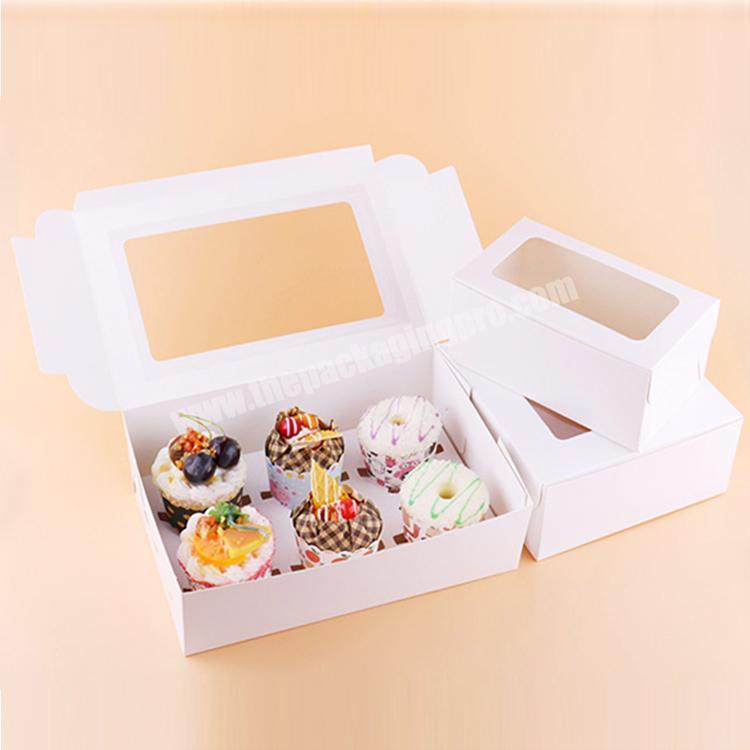 Top Closure Foldable 6 Hole Cupcakes Packaging Box With Pvc Window