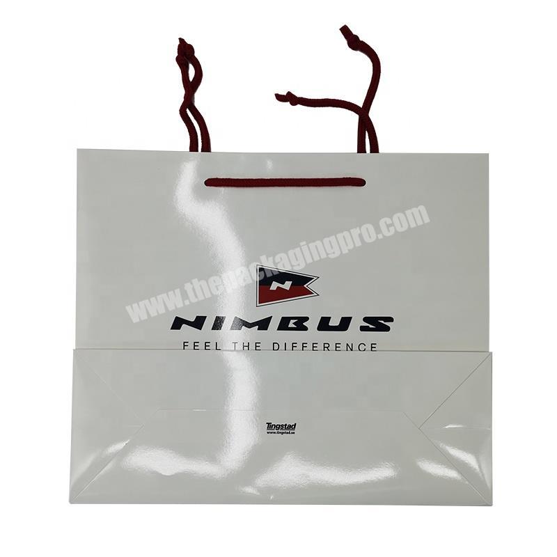 China Factory Cheap Small Personalized Paper Custom Glossy Gift Bags White with Logo Print