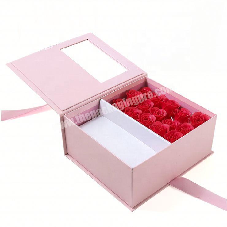 Custom logo design square gift rose packaging paper cardboard boxes for flowers