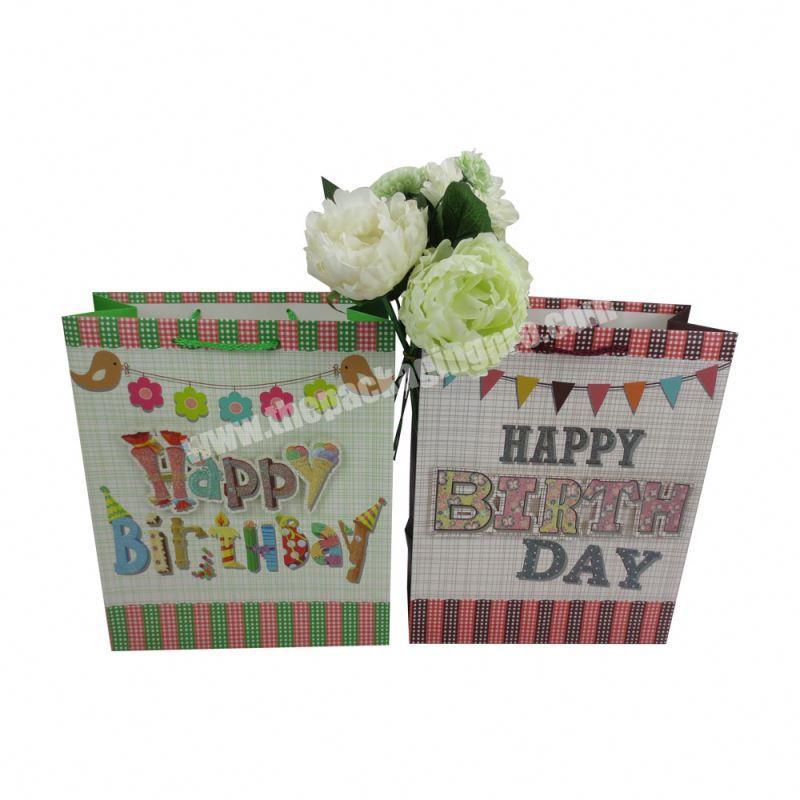 Hot selling workmanship 3d lovely pattern recycled birthday gift paper bag