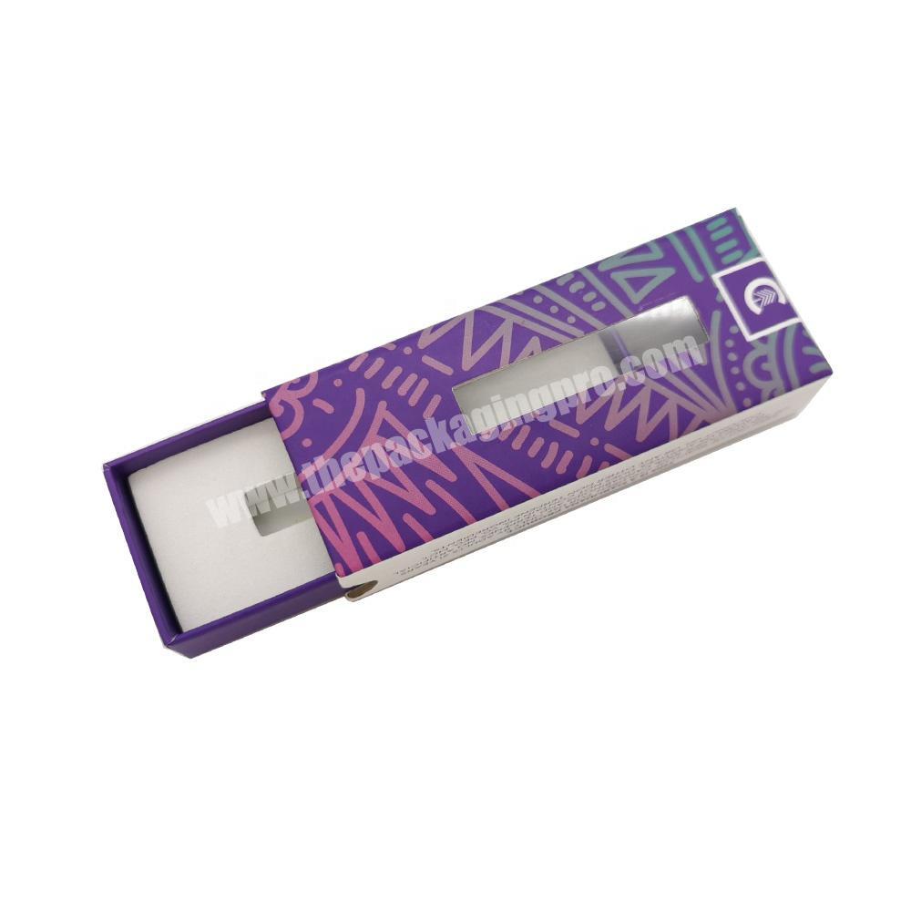 Custom Mini Rigid Purple Empty Paper Gift Box Packaging With PVC Window