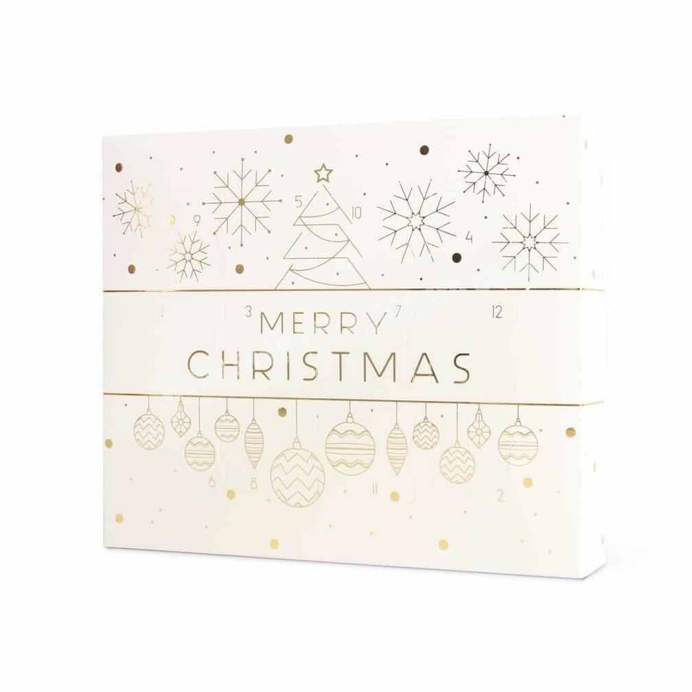 Custom Gold Foiled 24 Days Promotional Christmas Countdown Advent Calendar Box for Chocolate, Jewelry, Cosmetics, Toys, Candles