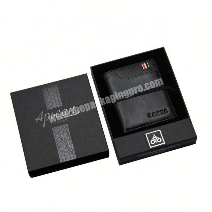 Luxury gift men wallet packaging black paper cardboard wallet box