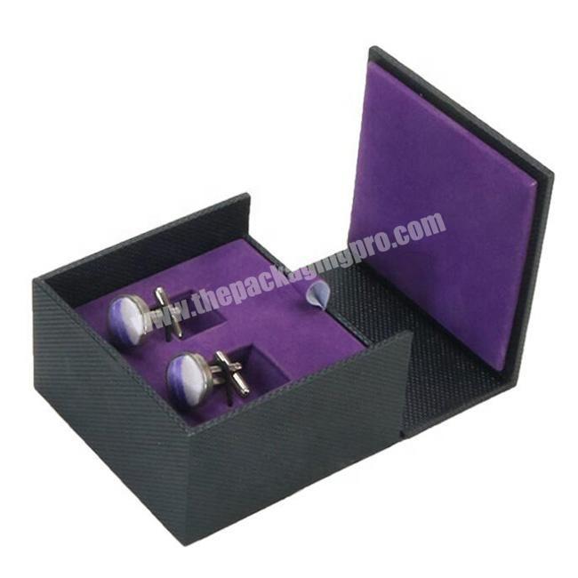 Custom Logo Plastic Cufflink Gift Box Luxury Design Velvet Inner Jewelry Box