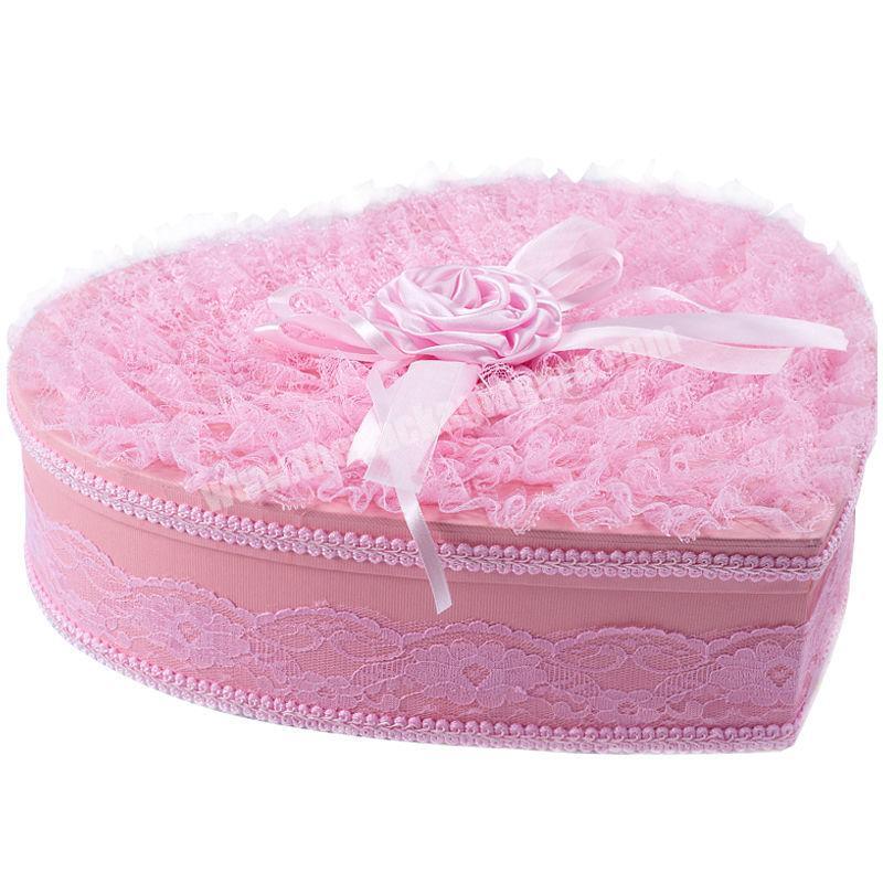 Warehouse luxury cardboard heart shape box with high-end lace for wedding/Valentine's Day/Holidays
