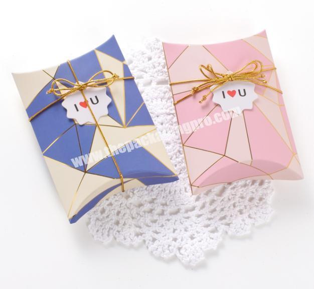 Recycled  Customized printed folding  Pillow  box socks paper packaging with logo printing