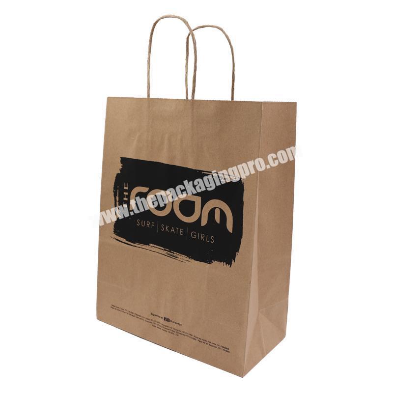 Free custom design brown craft paper bag portable handy shopping bag factory