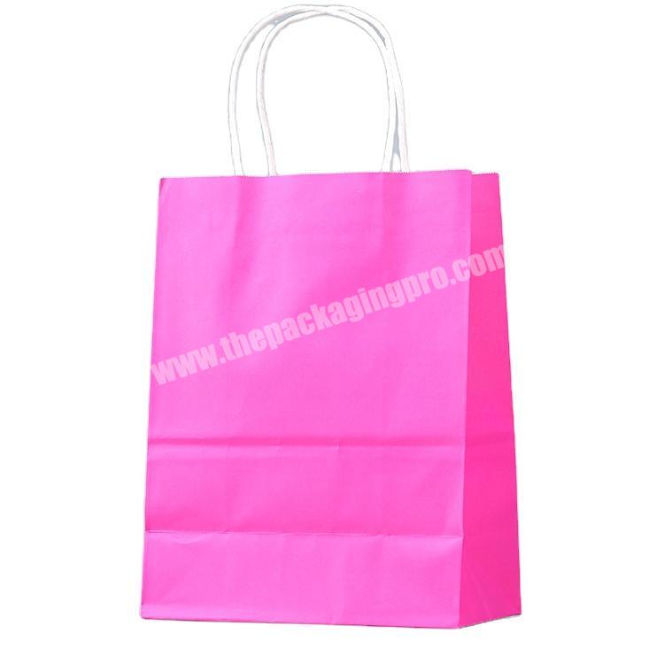 Luxury Pink Brown Color Shopping Packaging Kraft Craft Cheap Paper Bag with high quality