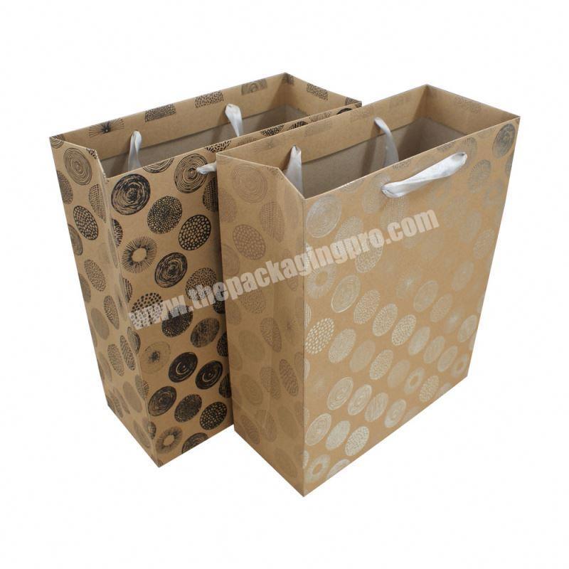 Professional Supplier Gold Stamping Brown Paper Bag,Kraft Paper Bag With Handle
