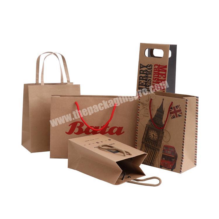 Promotion Custom Logo Printing Shopping Craft Brown Kraft Paper Bags With Multi Type Handle