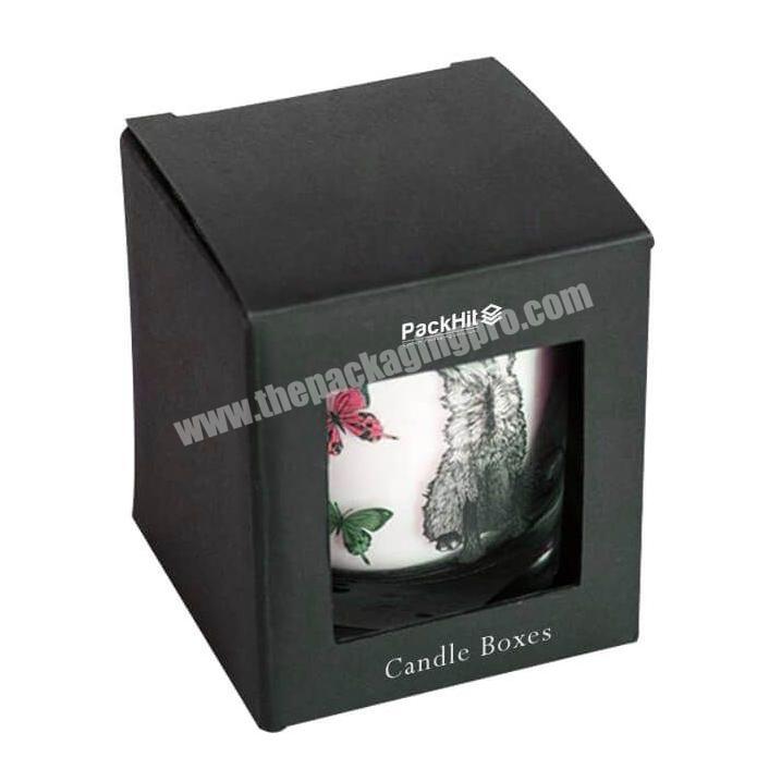 Factory Wholesale Cheap Black Card Made Small Candle Box with Clear Window