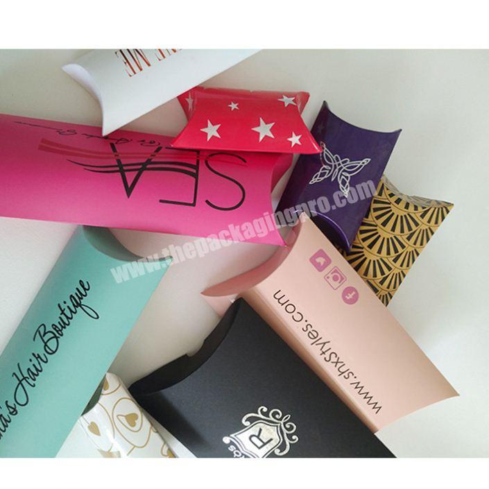 Brand name colorful paper custom print logo pillow box for gift