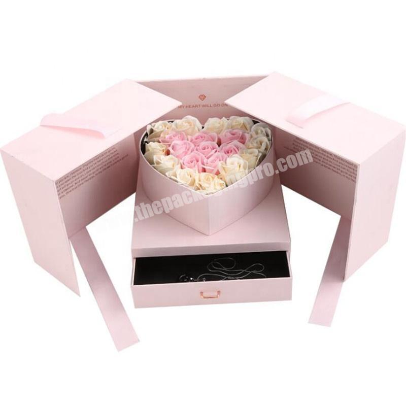 Hot Sale Products Custom Luxury Paper Box Cardboard Drawer Gift Box for Anniversary Pink Color
