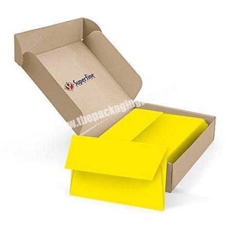 Custom yellow box logo printed corrugated cardboard folding box clothing shipping packaging  box