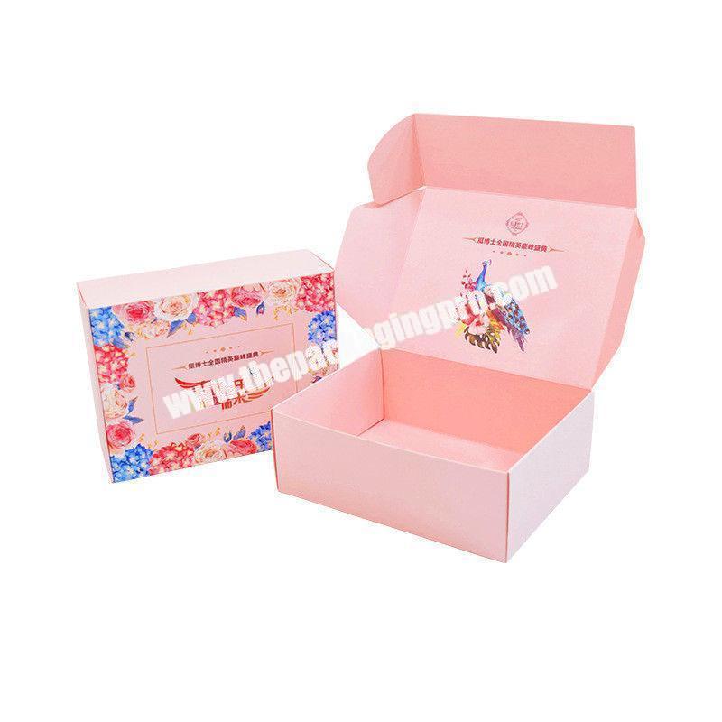 Wholesale Portable Folding Corrugated Cardboard Shipping Make Up Box Pink Packaging Carton Box