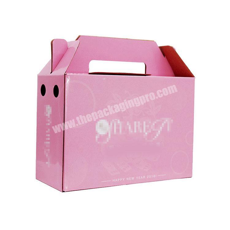 Customized creative pink portable gift packing corrugated color box customized LOGO high quality